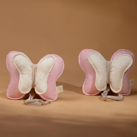 Δέσιμο Κουρτίνας Πεταλούδα Ρόζ από Βαμβακερή Μουσελίνα – Χειροποίητο - HEBE KIDS HOME