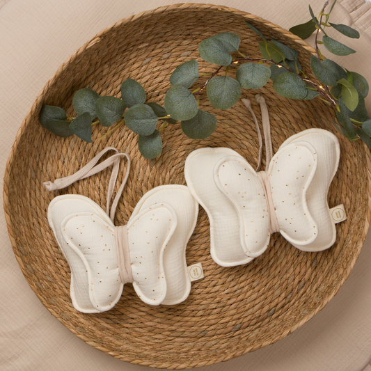 Δέσιμο Κουρτίνας Πεταλούδα Εκρού από Βαμβακερή Μουσελίνα – Χειροποίητο - HEBE KIDS HOME