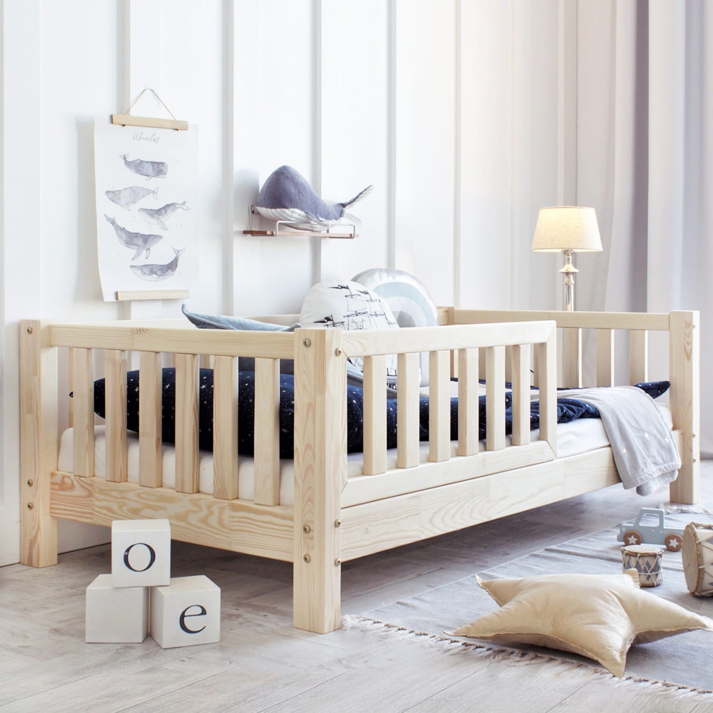 Παιδικό Κρεβάτι Basic Love Φυσικό Ξύλο 160x80cm 10cm Ποδαράκι - HEBE KIDS HOME
