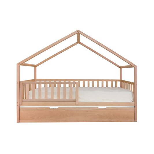 Peony | Μοντεσσόρι Παιδικό Κρεβάτι Σπιτάκι από ξύλο οξυάς με 2ο συρτάρι κρεβάτι & Κιτ μετατροπής - HEBE KIDS HOME