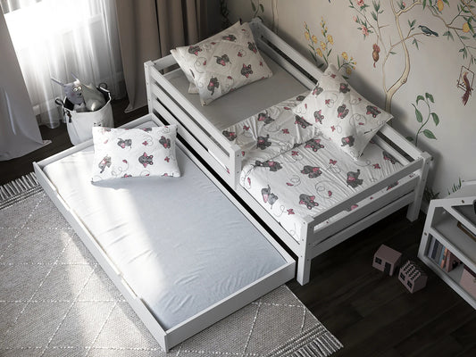 Emilia | Παιδικό Κρεβάτι από ξύλο οξιάς με 2ο συρτάρι κρεβάτι σε Λευκό - HEBE KIDS HOME