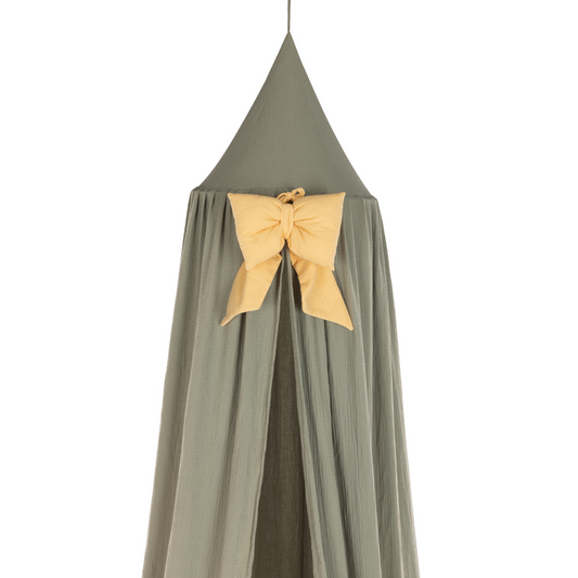 Κρεμαστή κουρτίνα οροφής canopy από μουσελίνα σε χακί χρώμα για παιδικό δωμάτιο