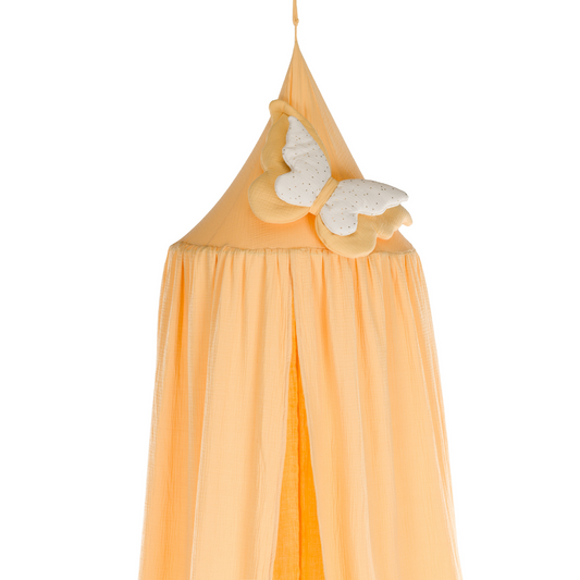 Canopy – Κρεμαστή κουρτίνα οροφής από βαμβακερή μουσελίνα με διακοσμητική πεταλούδα