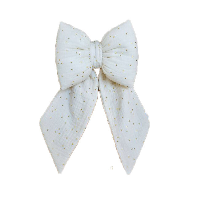 Διακοσμητικός φιόγκος cream with golden dots - HEBE KIDS HOME