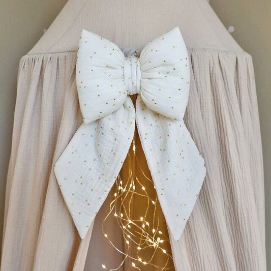 Διακοσμητικός φιόγκος cream with golden dots - HEBE KIDS HOME