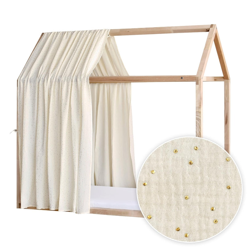 Κουρτίνα Κρεβατιού-Canopy 1 κουρτίνα Cream with Golden Dots - HEBE KIDS HOME