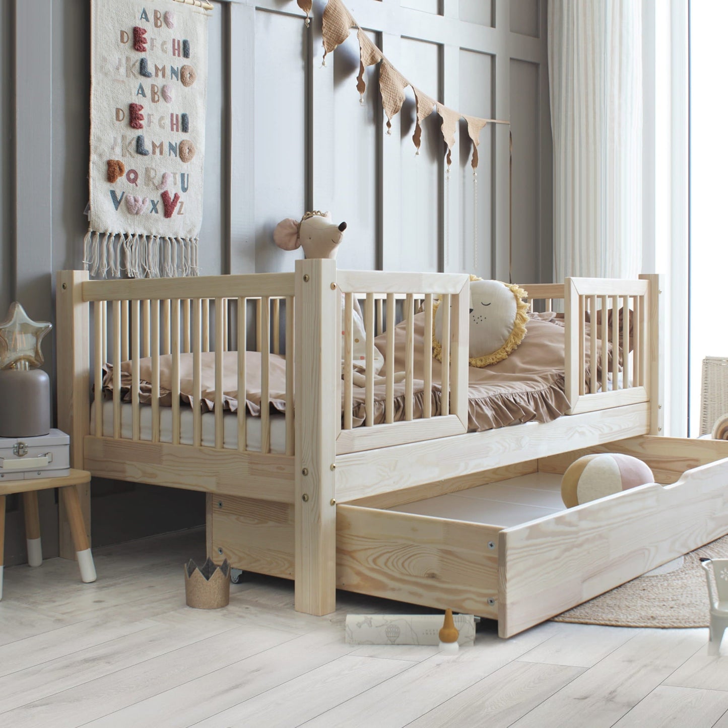 Παιδικό Κρεβάτι Basic Alto Duo Plus, & bed beds frames montessori κρεβάτι με χώρο αποθήκευσης δυο προστατευτικα καγκελα