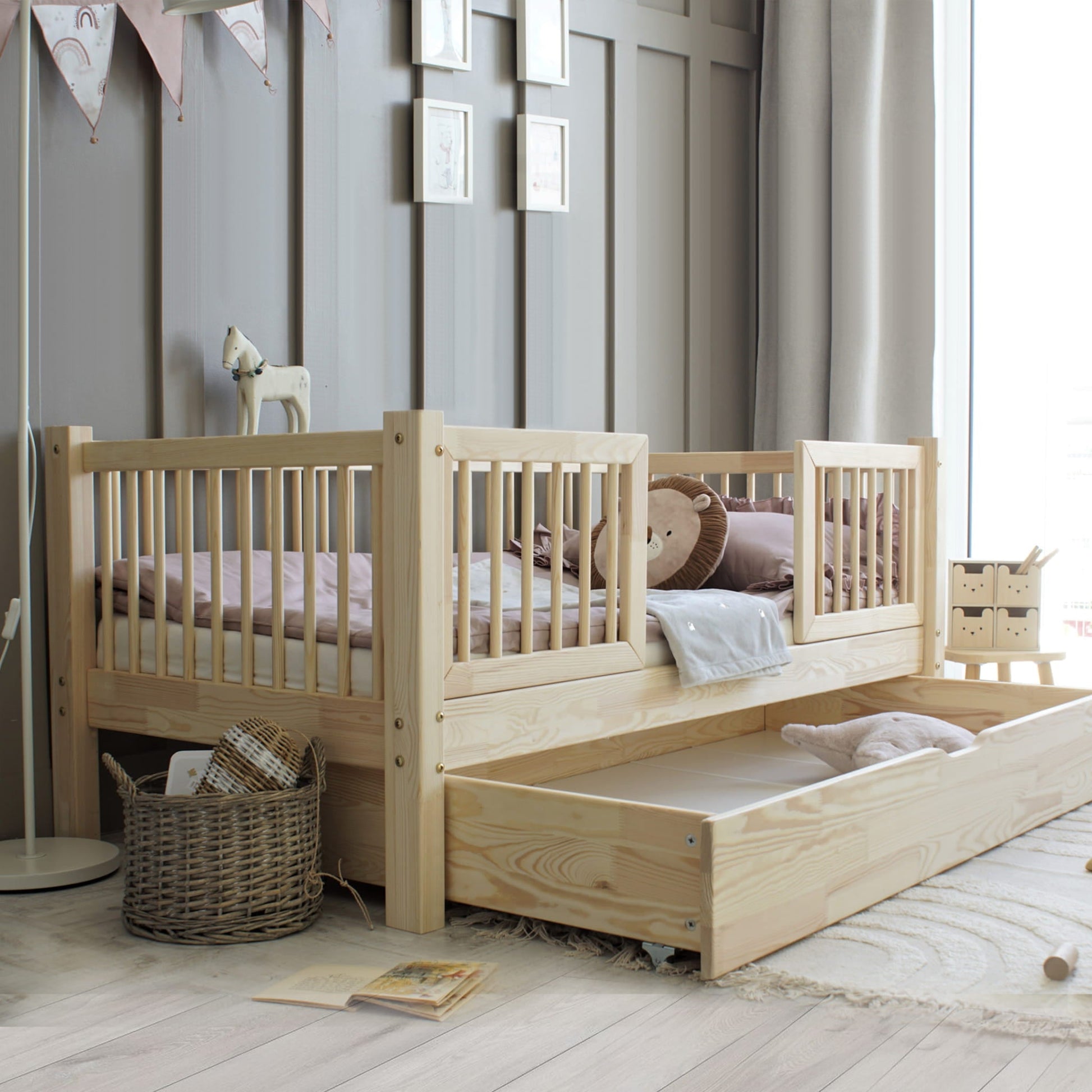 Παιδικό Κρεβάτι Basic Alto Duo Plus, & bed beds frames montessori κρεβάτι με χώρο αποθήκευσης με ανοιχτο το συρταρι αποθηκευσης