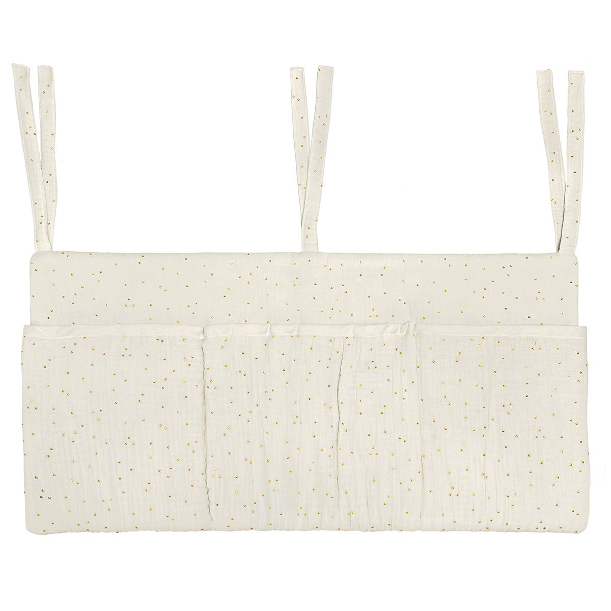 Θήκη Κρεβατιού από Βαμβακερή μουσελίνα Cream with Golden Dots 60Χ30cm - HEBE KIDS HOME