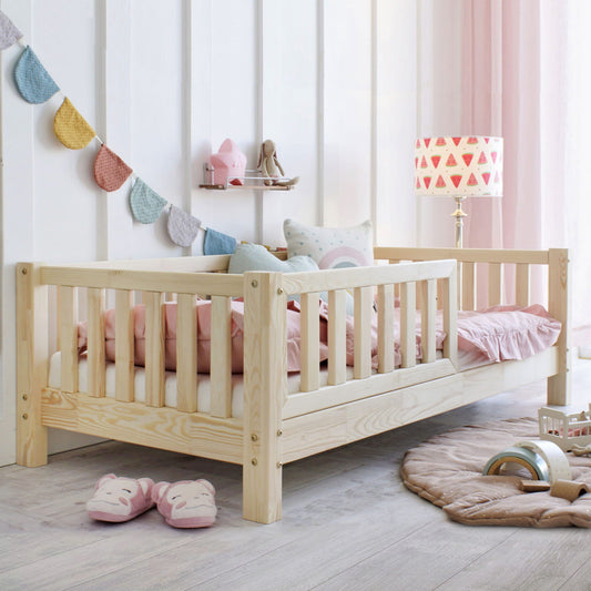 Παιδικό Κρεβάτι Basic Love Φυσικό Ξύλο 160x80cm 10cm Ποδαράκι - HEBE KIDS HOME