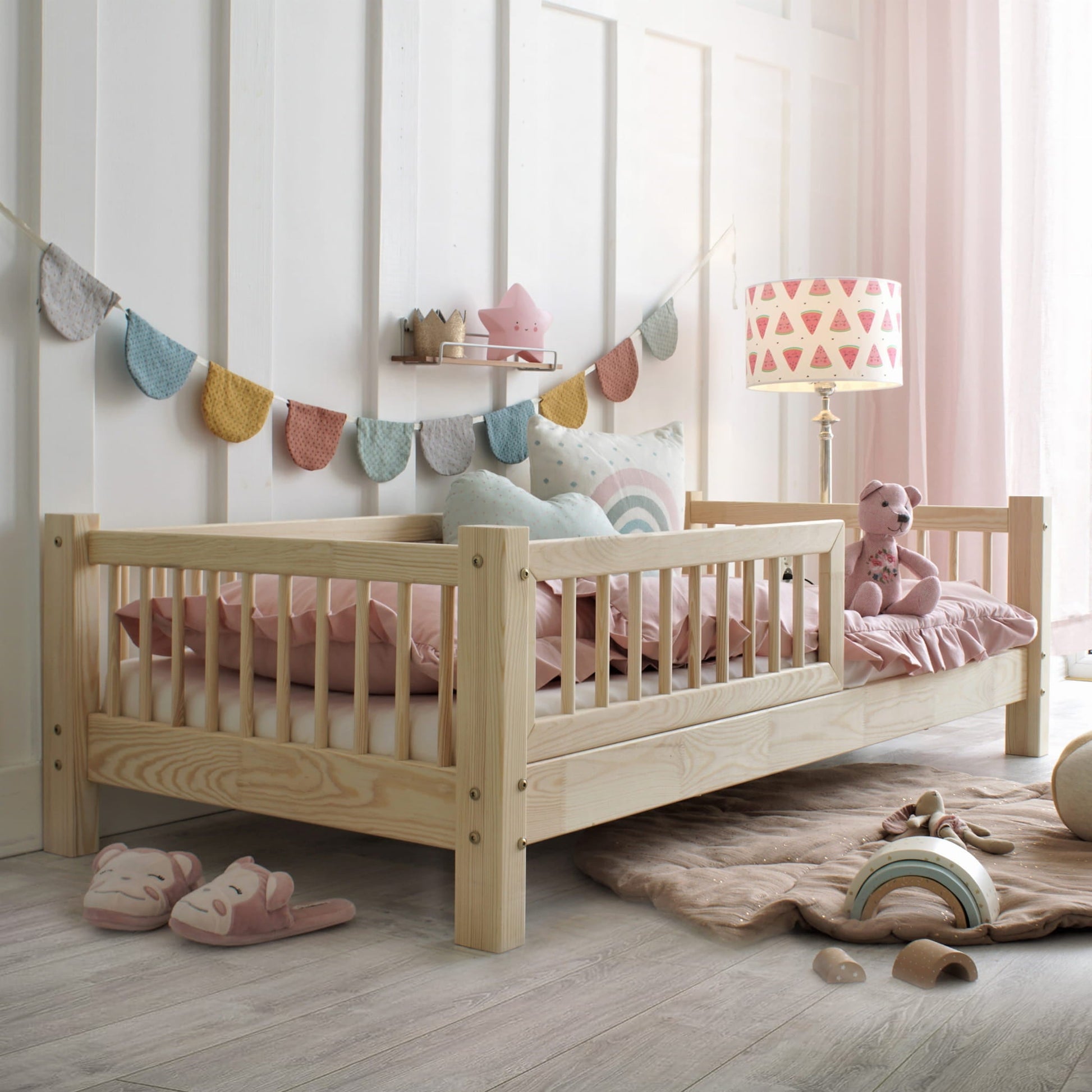 Κρεβάτι Basic 200x90cm Φυσικό Ξύλο 10cm Ποδαράκι - 10% Έκπτωση Στο Στρώμα - HEBE KIDS HOME