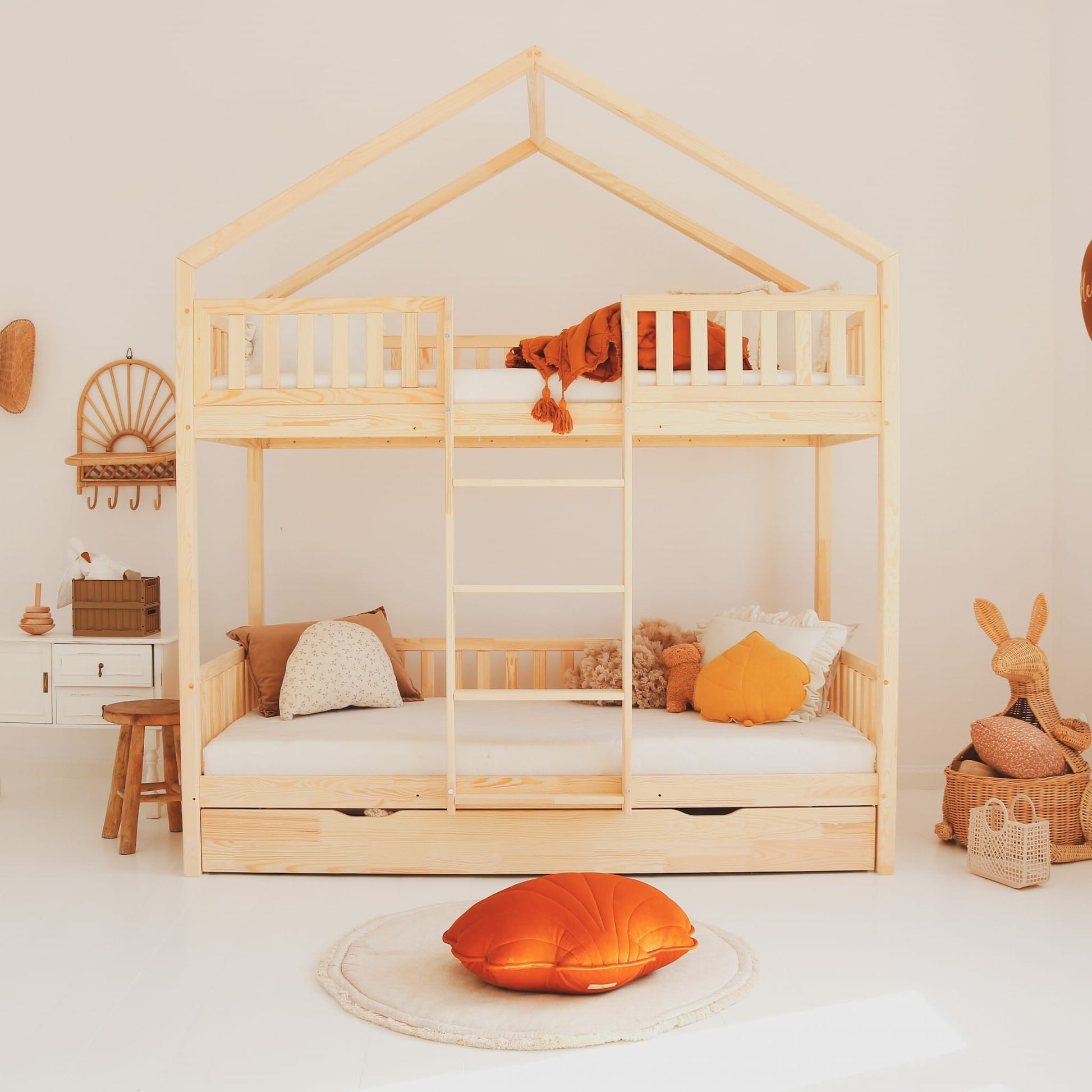 Παιδική Κουκέτα Housebed Σπιτάκι Με Συρτάρι Από Φυσικό Ξύλο 190x90cm - 10% Έκπτωση Στα Στρώματα - HEBE KIDS HOME