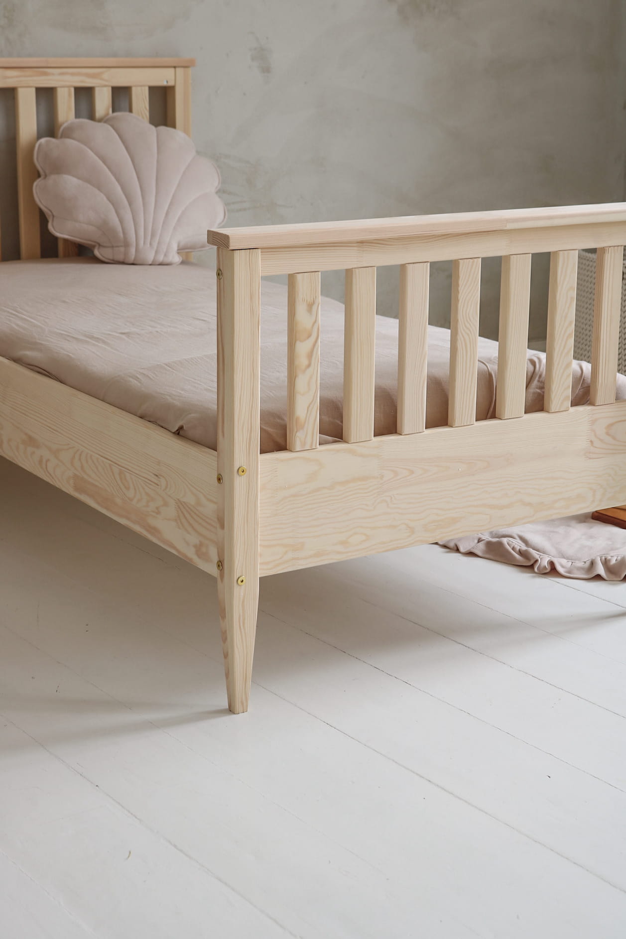 Κρεβάτι Boho Barriera Φυσικό Ξύλο 190x90cm - 10% Έκπτωση Στο Στρώμα - HEBE KIDS HOME