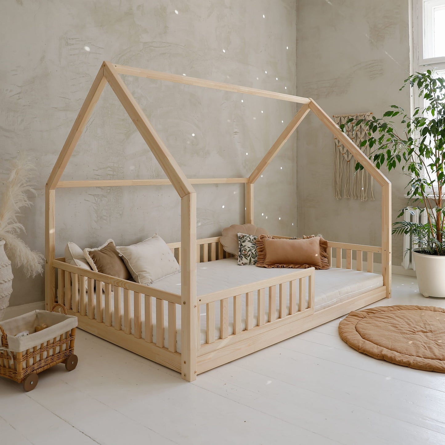 Παιδικό Κρεβάτι Bianco Φυσικό Ξύλο 140x200cm 1cm Ποδαράκι - HEBE KIDS HOME