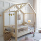 HouseBed | Μοντεσσόρι Παιδικό Κρεβάτι Σπιτάκι με προστατευτικό στρογγυλό κάγκελο σε φυσικό ξύλο -10% έκπτωση στο στρώμα - HEBE KIDS HOME