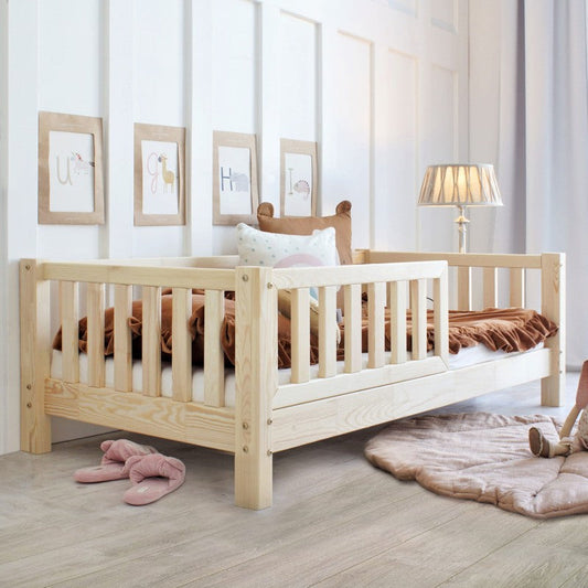 Παιδικό Κρεβάτι Basic Love Φυσικό Ξύλο 160x80cm 10cm Ποδαράκι - HEBE KIDS HOME