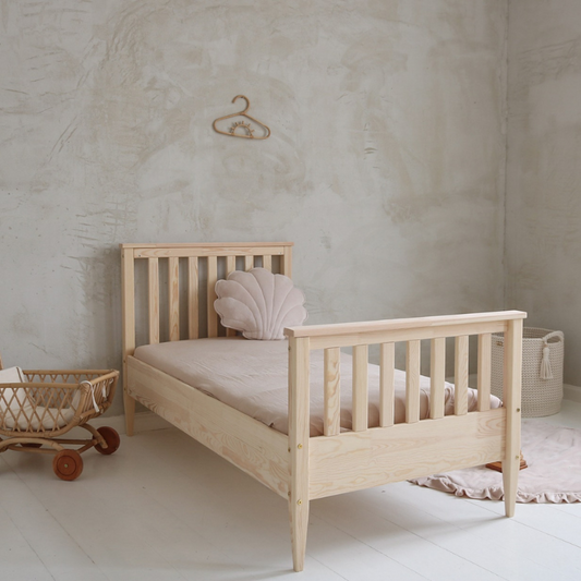 Κρεβάτι Boho Barriera Φυσικό Ξύλο 190x90cm - 10% Έκπτωση Στο Στρώμα - HEBE KIDS HOME