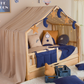 Παιδικό Κρεβάτι Σπιτάκι Montessori Olivia Plus – Με Δεύτερο κρεβάτι συρτάρι, Κιτ Μετατροπής, Φινίρισμα Μελισσοκέρι & ΔΩΡΟ Κουρτίνα - HEBE KIDS HOME