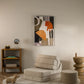 Wigiwama Flipster chair in beige teddy fabric with matching pouffe in a modern, child-friendly living room