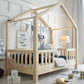 HouseBed Duo| Μοντεσσόρι Παιδικό Κρεβάτι Σπιτάκι με προστατευτικό κάγκελο σε φυσικό ξύλο -10% έκπτωση στο στρώμα - HEBE KIDS HOME