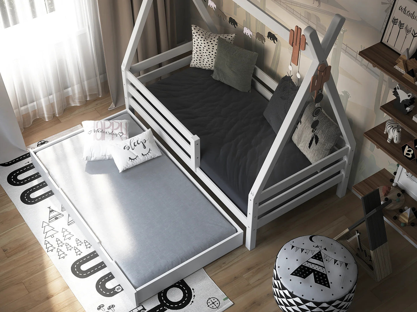 Luca | Μοντεσσόρι Παιδικό Κρεβάτι Teepee Λευκό - HEBE KIDS HOME
