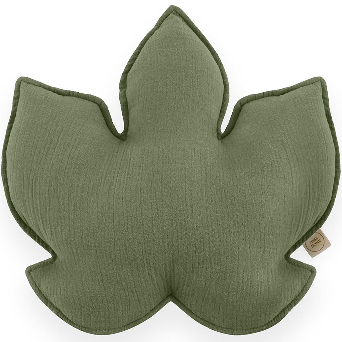 Μαξιλάρι 'Φύλλο'  από βαμβακερή μουσελίνα Khaki 40cm, pillows διακοσμητικό μαξιλάρι καρδιά διακοσμητικό παιδικού δωματίου