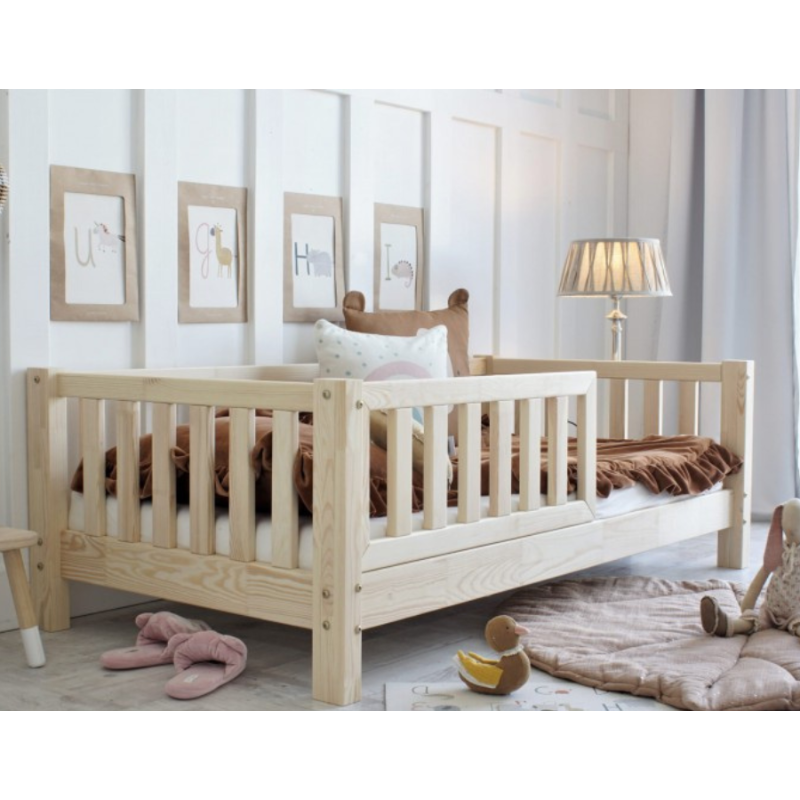 Παιδικό Κρεβάτι Basic Love Φυσικό Ξύλο 190x90cm 10cm Ποδαράκι - HEBE KIDS HOME