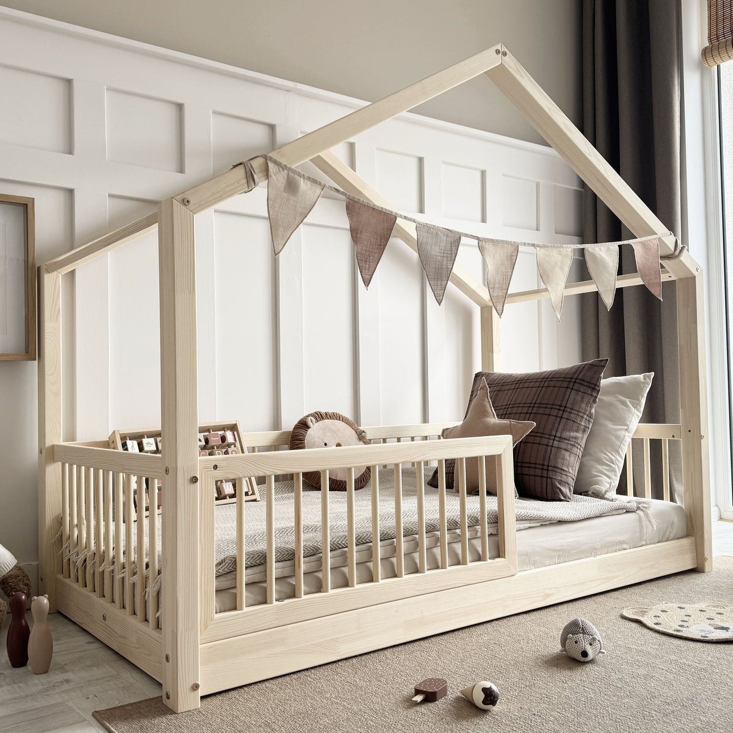 Παιδικό Κρεβάτι Σπιτάκι Housebed Alto Φυσικό Ξύλο 190x90cm 1cm Ποδαράκι - 10% Έκπτωση Στο Στρώμα - HEBE KIDS HOME