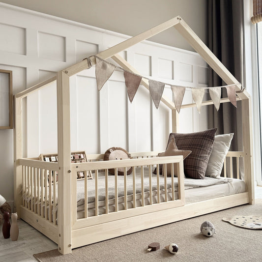 Παιδικό Κρεβάτι Σπιτάκι Housebed Alto Φυσικό Ξύλο 190x90cm 1cm Ποδαράκι - 10% Έκπτωση Στο Στρώμα - HEBE KIDS HOME