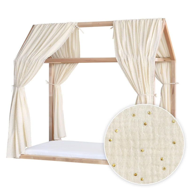 Κουρτίνα Κρεβατιού-Canopy Set of 2 Cream with Golden Dots - HEBE KIDS HOME