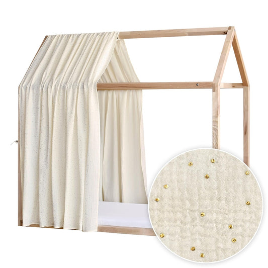 Κουρτίνα Κρεβατιού-Canopy 1 κουρτίνα Cream with Golden Dots - HEBE KIDS HOME