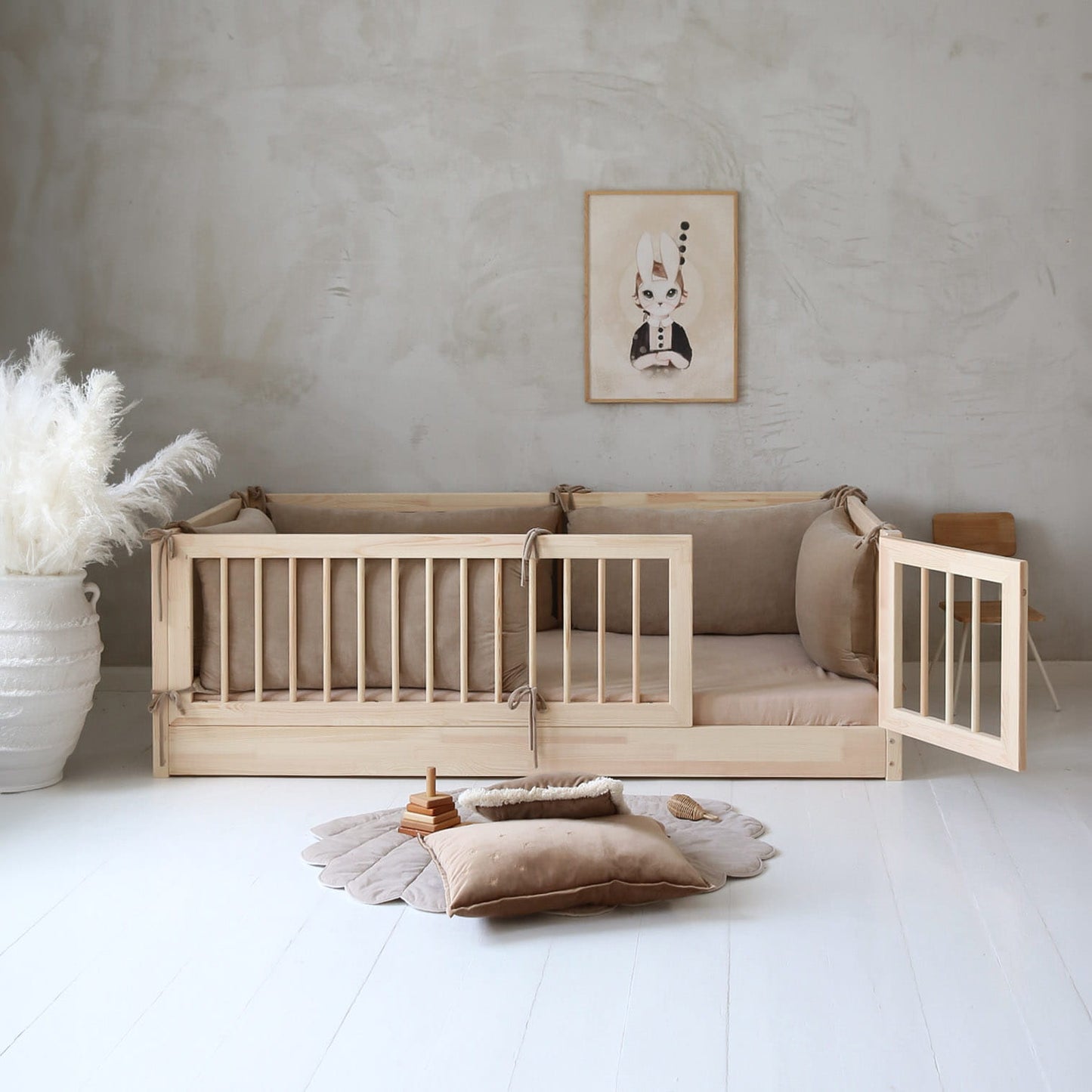 Κρεβάτι με Πορτάκι και Υψηλά Κάγκελα Bambi Round - HEBE KIDS HOME