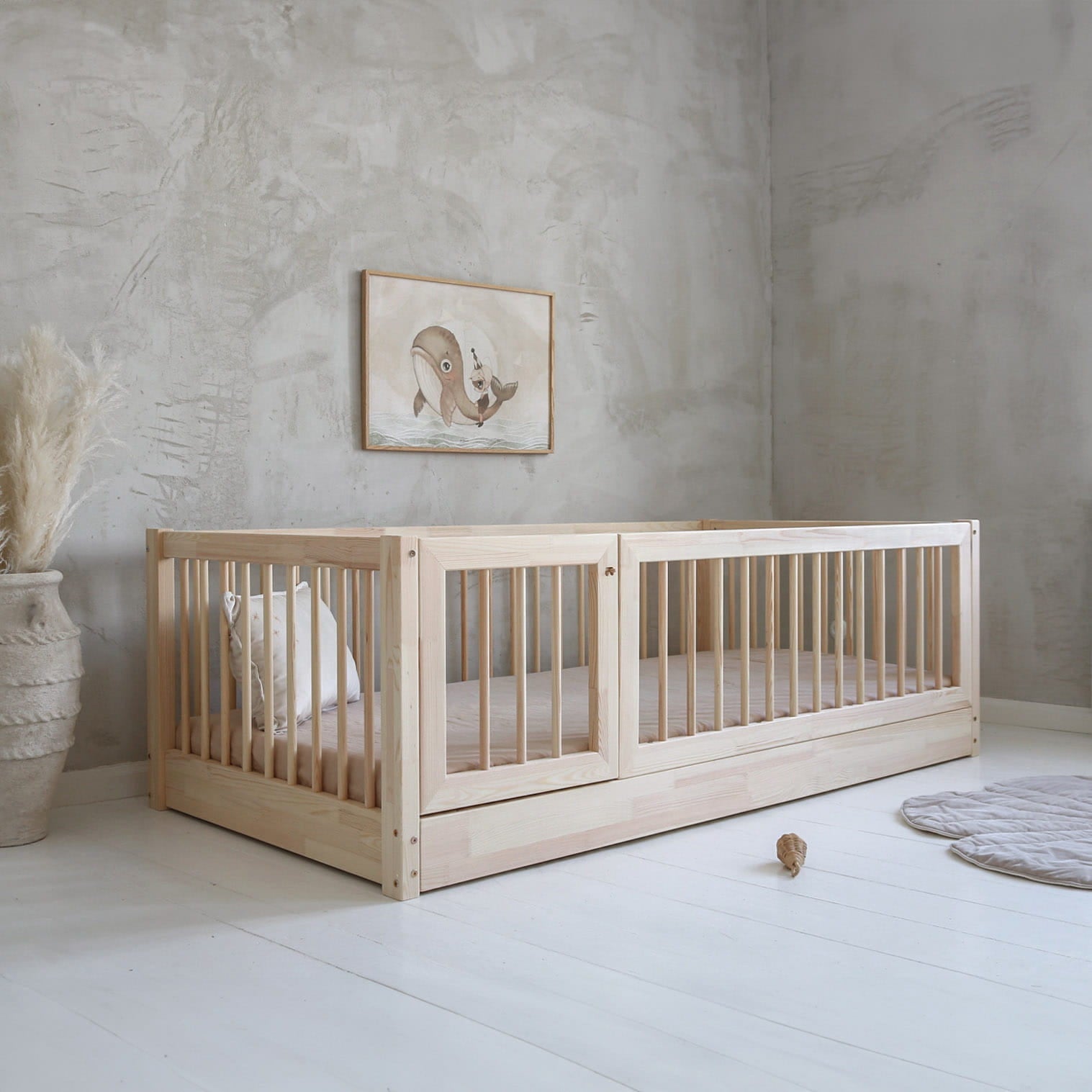 Κρεβάτι με Πορτάκι και Υψηλά Κάγκελα Bambi Round - HEBE KIDS HOME