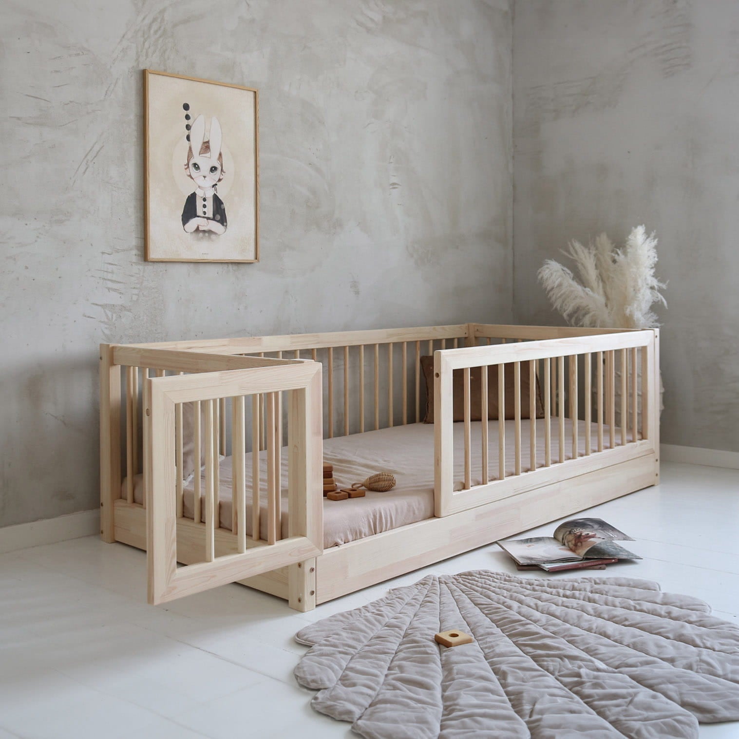 Κρεβάτι με Πορτάκι και Υψηλά Κάγκελα Bambi Round - HEBE KIDS HOME