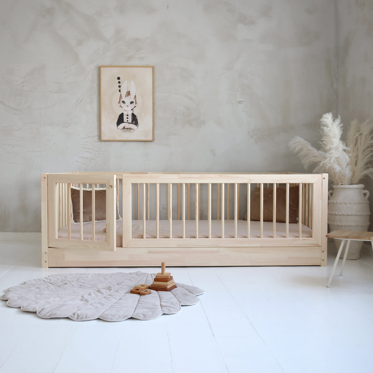 Κρεβάτι με Πορτάκι και Υψηλά Κάγκελα Bambi Round - HEBE KIDS HOME