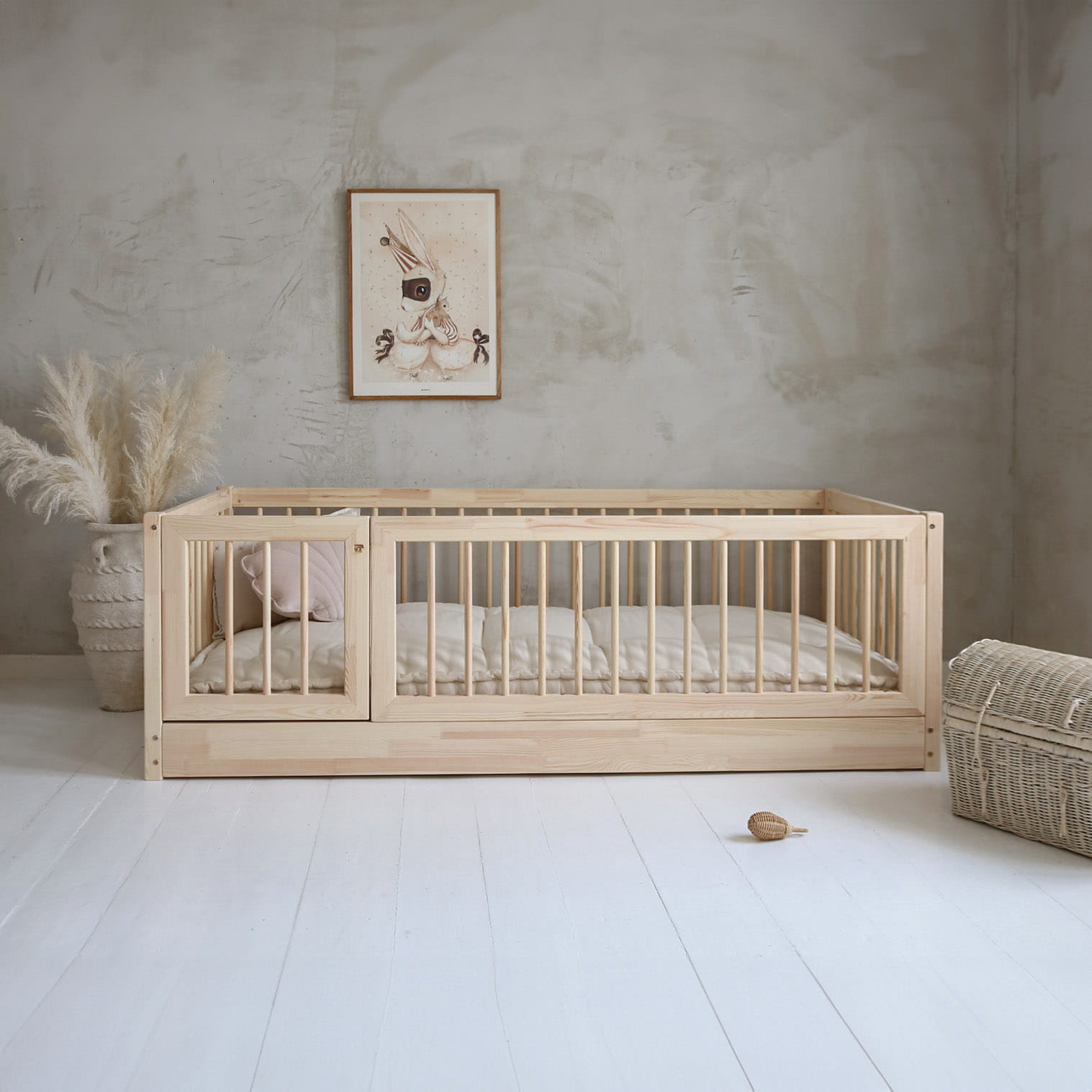 Κρεβάτι με Πορτάκι και Υψηλά Κάγκελα Bambi Round - HEBE KIDS HOME